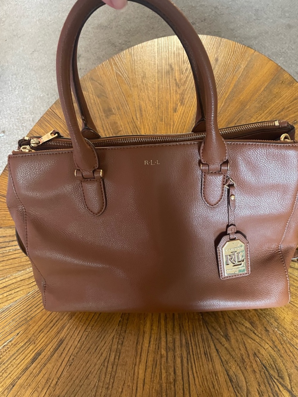 Ralph Lauren Cognac Leather Satchel with Gold Hardware - Picture 14 of 16